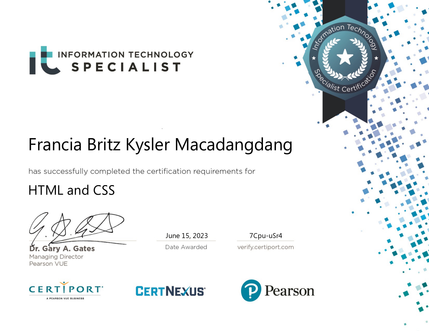 Certificate 1